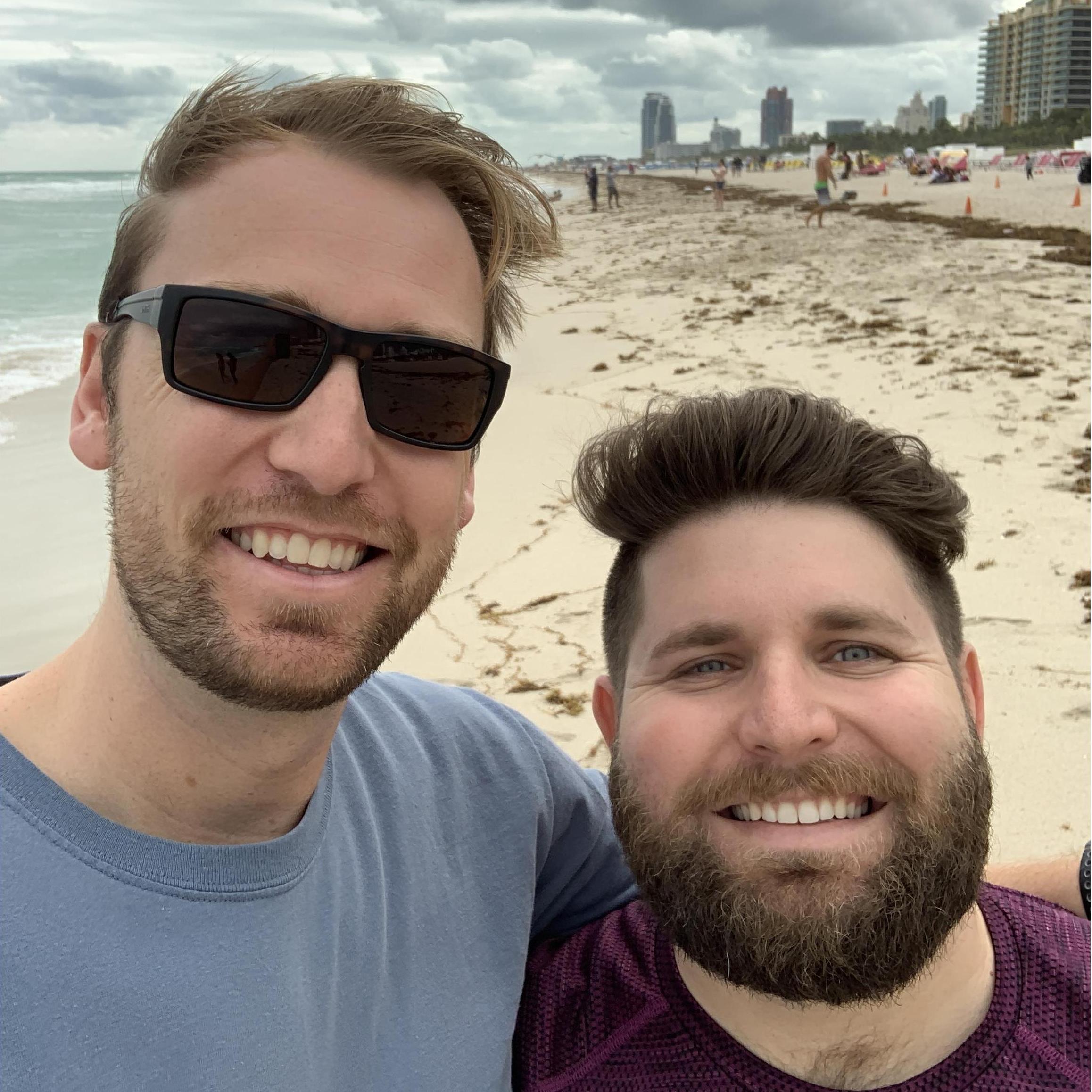 2019 Miami trip to the beach. Brice has yet to have a sunny beach experience in Miami!