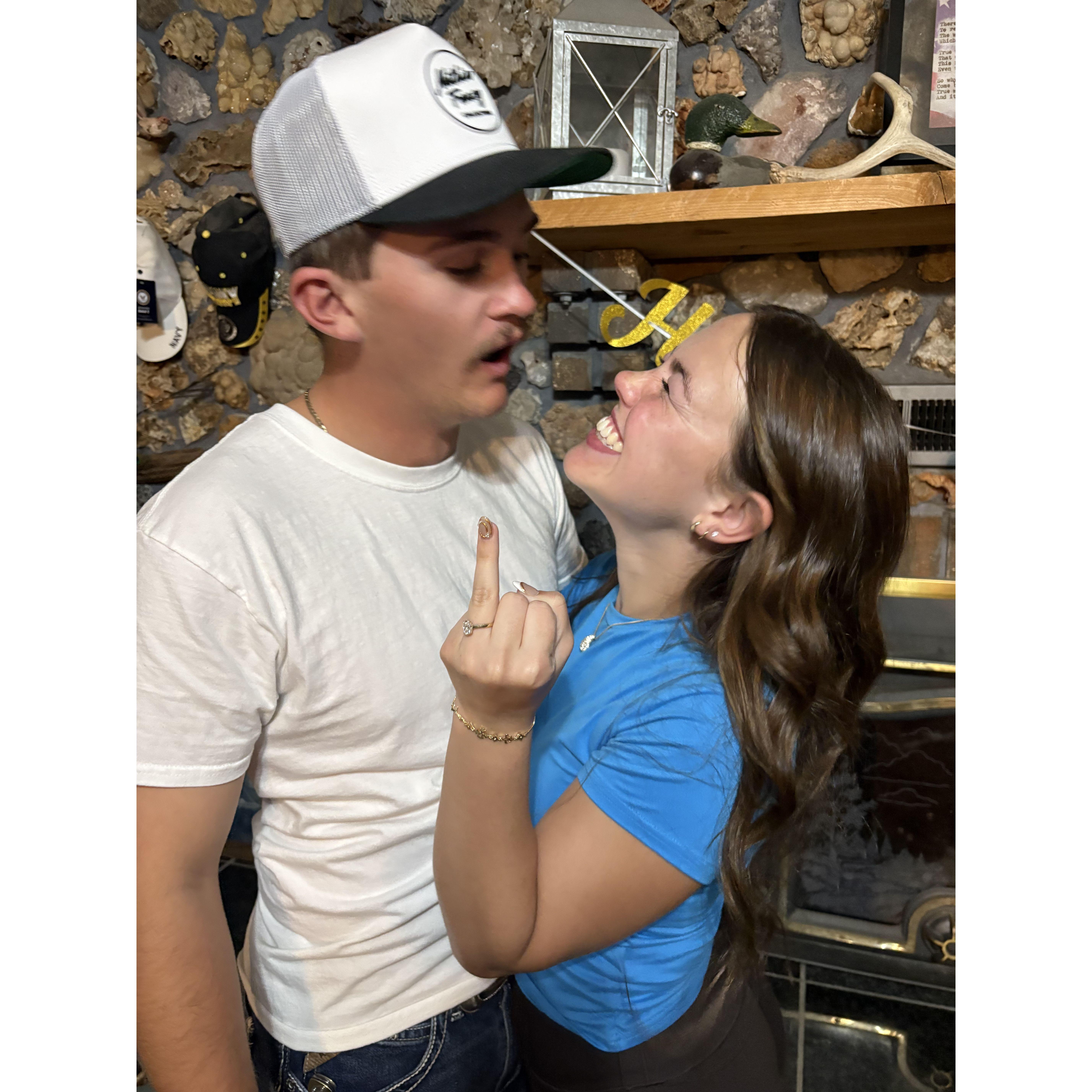 Celebrating our engagement with a burp!