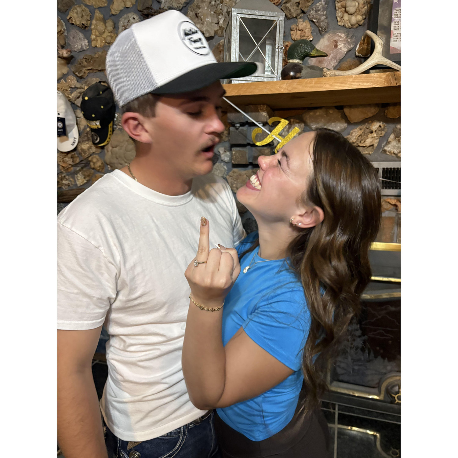 Celebrating our engagement with a burp!