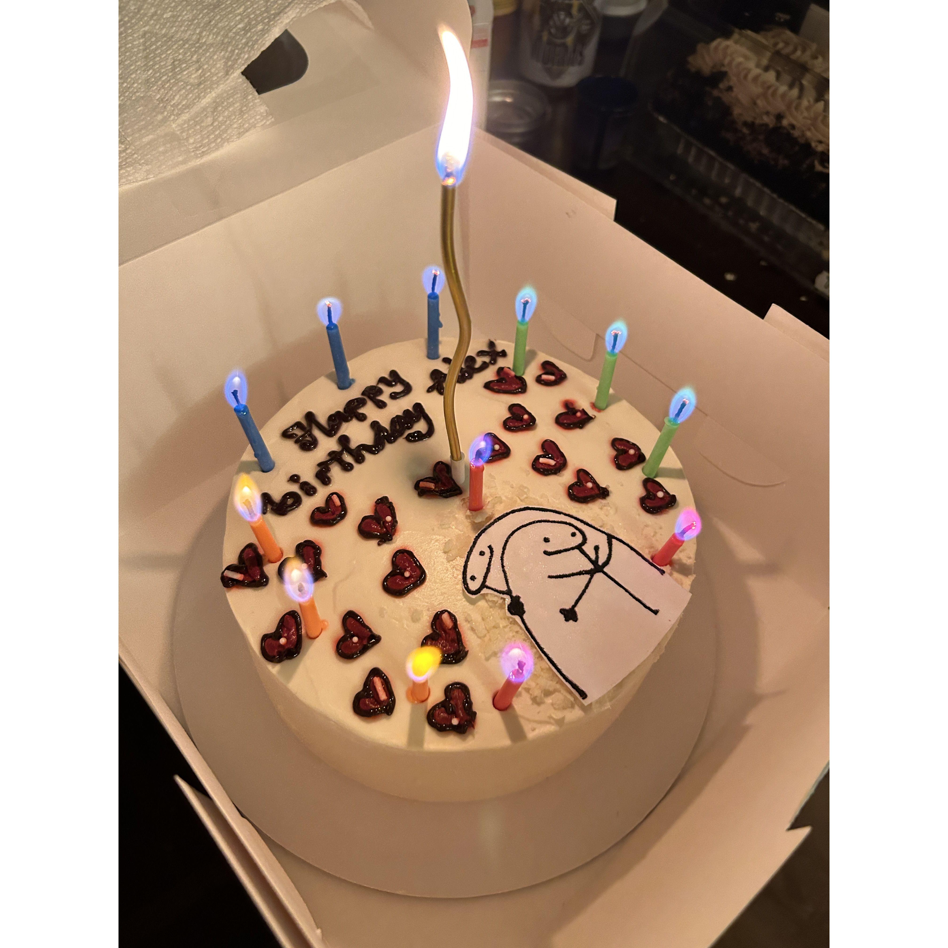 First time celebrating Peter's birthday together. We played D&D with our friends and had 3 cakes that day