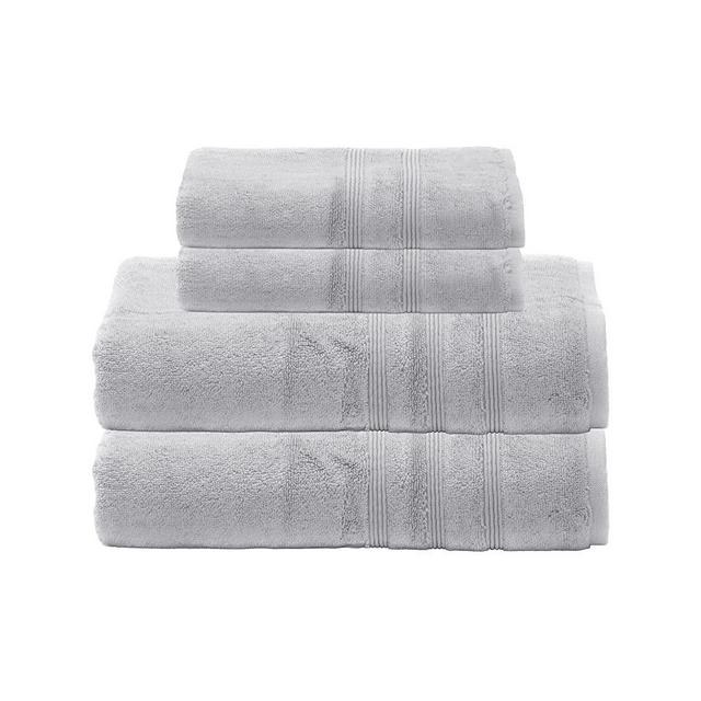 Mosobam 700 GSM Luxury Bamboo Viscose 4pc Large Oversized Bathroom Set, Light Grey, 2 Bath Towels 30X58 2 Hand Towels 16X30, Turkish Towel Sets, Quick Dry, Gray
