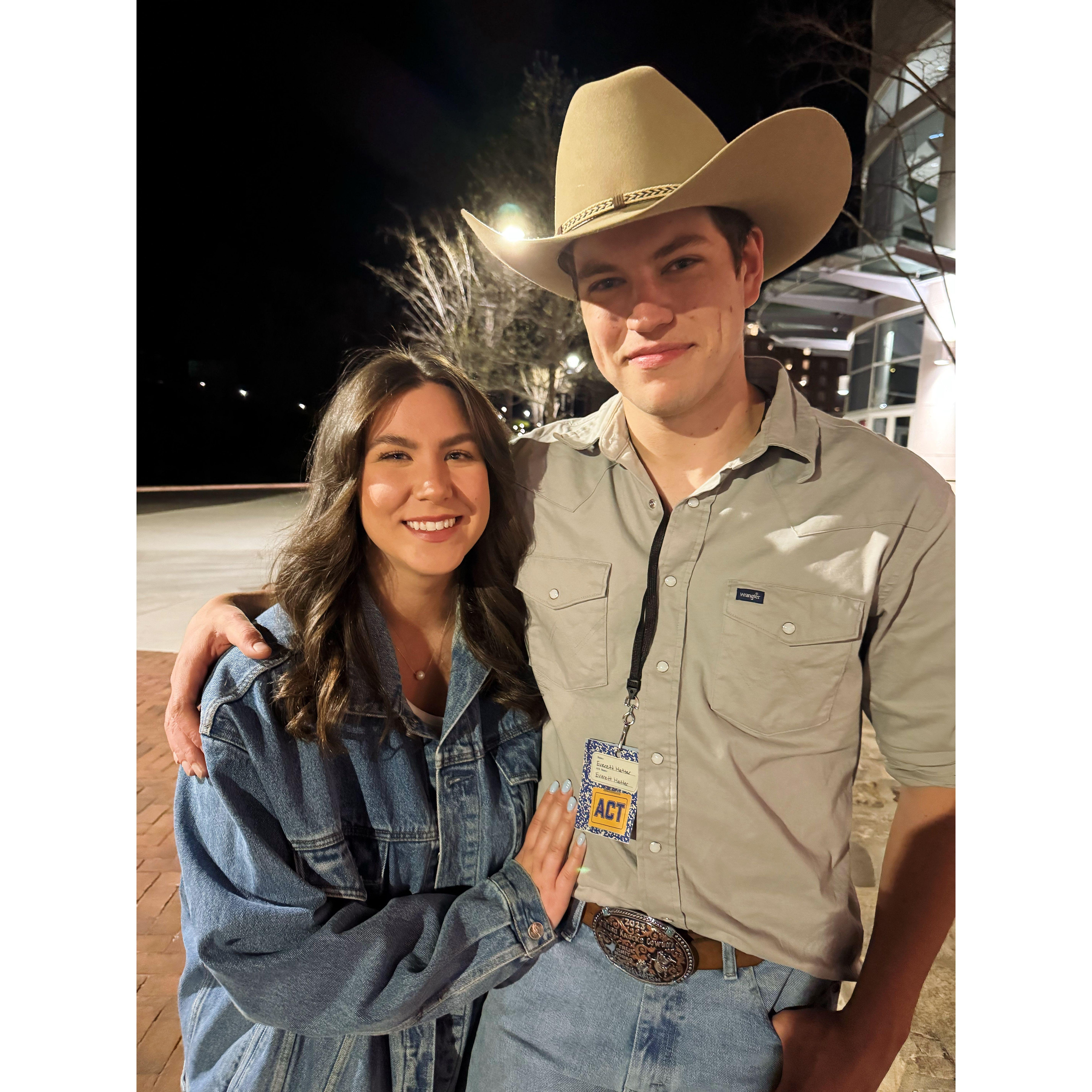 Supporting each other's accomplishments, such as Everett's first large performance. Liberty University's Coffeehouse with a 6,000+ audience.