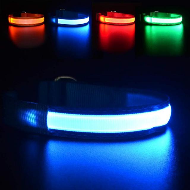 MASBRILL Led Dog Collar - Light Up Collars Dog Rechargeable - Night Lighted Dog Collar Waterproof Durable Blue Glowing Dog Collar 4 Colors for Choice