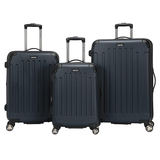 Kenneth Cole Reaction Renegade 3-Piece Luggage Expandable 8-Wheel Spinner Lightweight Hardside Travel Suitcase Set, Naval, (20"/24"/28")