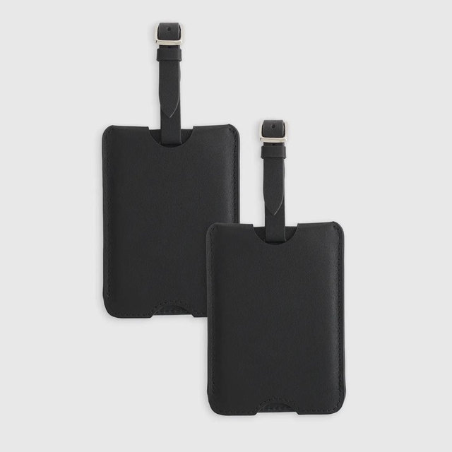 Nappa Leather Luggage Tag (2-Pack) in Black