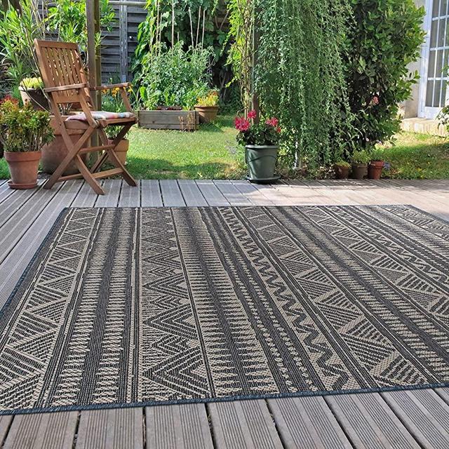 Rugshop Geometric Bohemian Indoor/Outdoor Area Rug 5' x 7' Blue