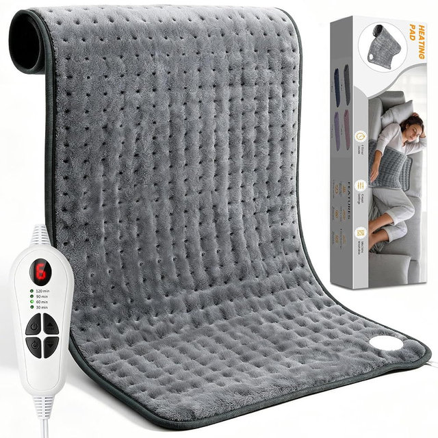 Heating Pad for Back Pain Relief, 33"x17" Electric Heating Pad with 6 Heat Settings & 4 Timers Auto Shut Off, Machine Washable, Large Heating Pad for Period Cramps, Shoulder, Neck, Sore Muscles, Gifts