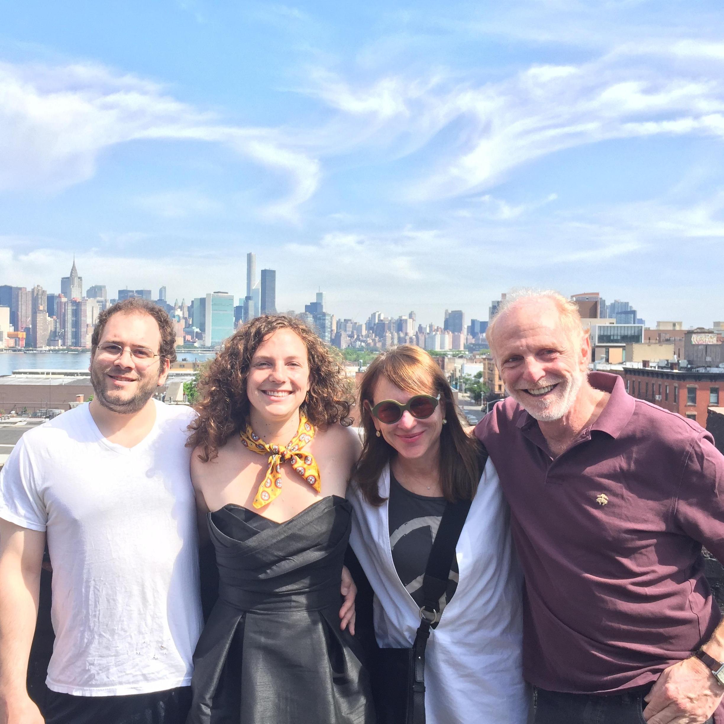 With Julia's dad and Carol on the morning of our dear friend and officiant Katie's wedding, June 2015.