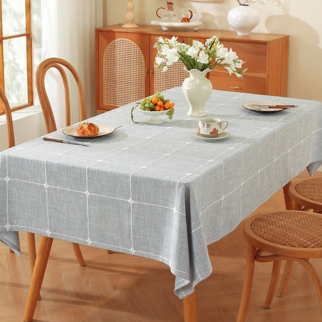 TruDelve Blue Cloth Tablecloth 60 x 84 Inch Rectangle Table Cloths for Rectangle Tables Rustic Oblong Washable Tablecloths(Blue,84"x60",Rectangular)