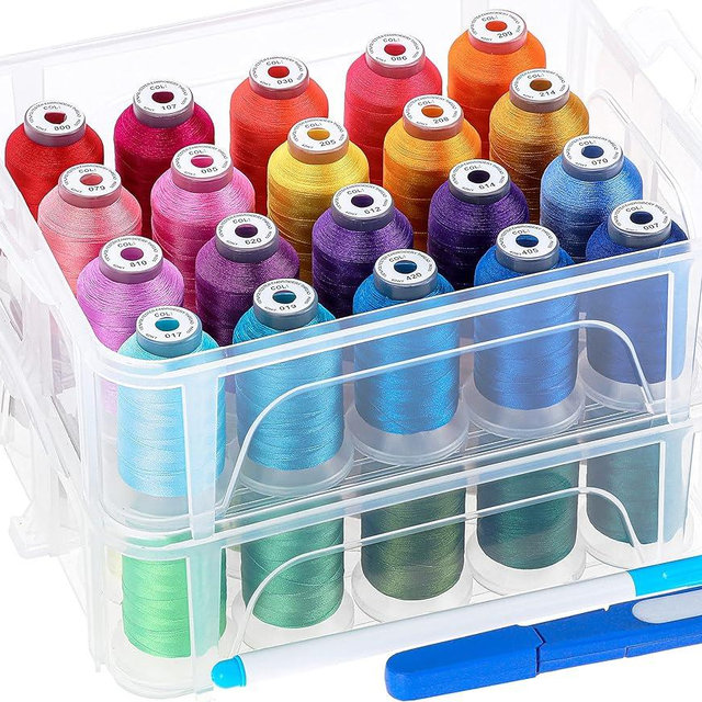 New brothread 40 Brother Colors 500m Each Embroidery Machine Thread with Clear Plastic Storage Box for Embroidery Sewing Machine