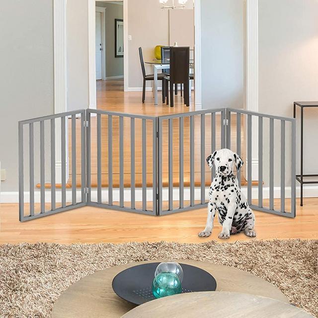 PETMAKER Wooden Freestanding Pet Gate Collection - Folding Indoor Barrier Fence with Lightweight Design for Dogs - Cats and Pets