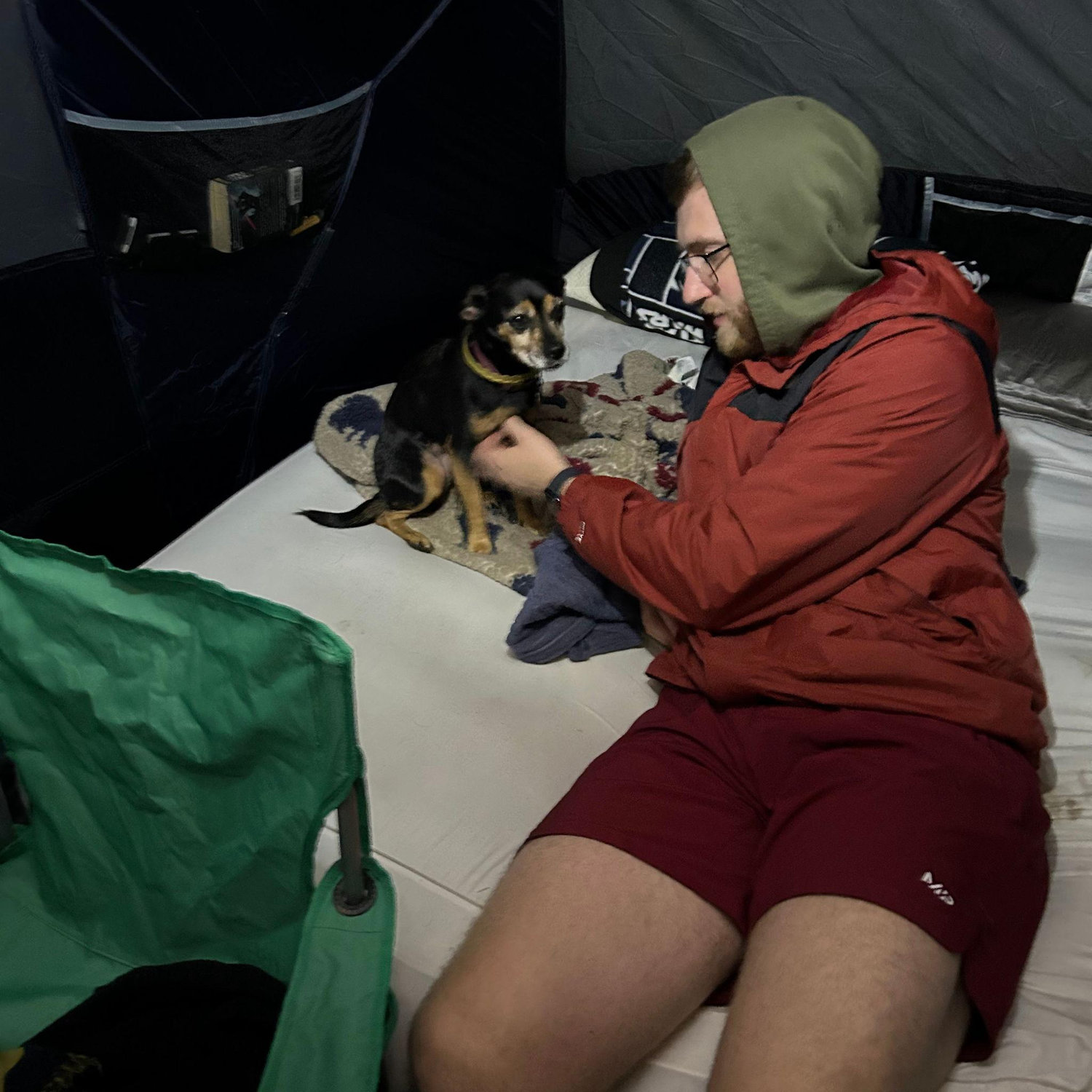 our camping setup, feat. frankie the outdoorsman