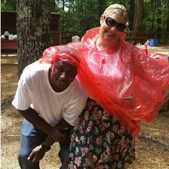 When we were at the family reunion in Mississippi it started pouring down rain! I came prepared!!