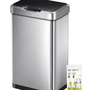 EKO Mirage-T 50 Liter / 13.2 Gallon Touchless Rectangular Motion Sensor Trash Can, Brushed Stainless Steel Finish