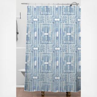 Modern Mud Cloth 7 Light Denim Shower Curtain