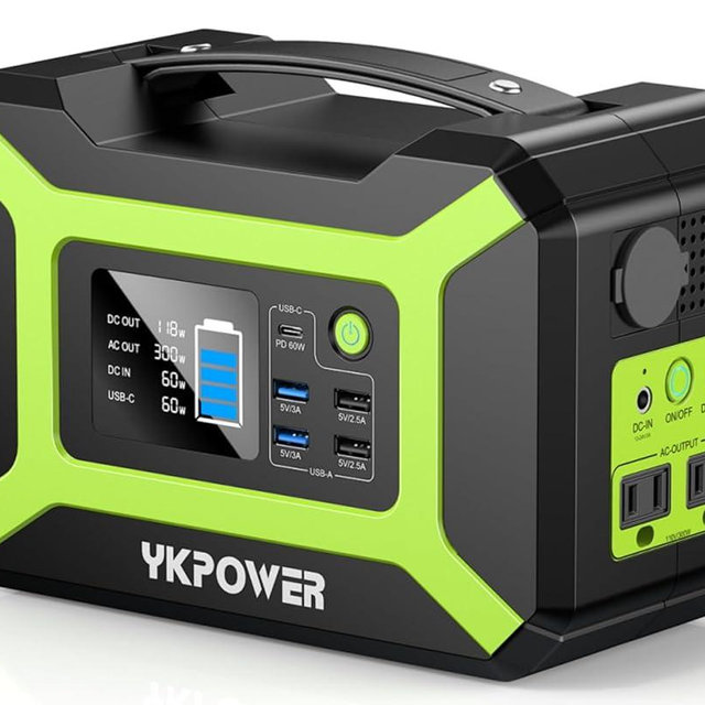 Portable Power Station 300W (Peak 600W), YKPOWER 296Wh Backup Lithium Battery Solar Generator with 110V AC Output, 60W USB-C PD Output, LED Light, Power Station for Outdoor Camping Travel RV CPAP Home