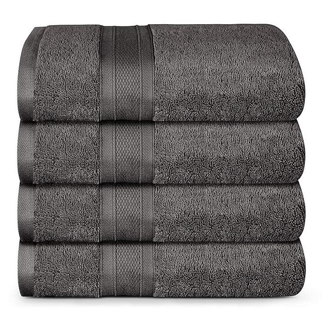 TRIDENT Soft and Plush, 100% Cotton, Highly Absorbent, Super Soft, 4 Piece Bath Towel Set, 500 GSM, Charcoal