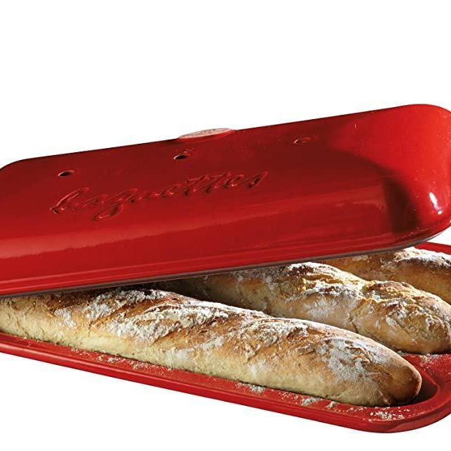 Emile Henry Made In France Baguette Baker, 15.4 x 9.4"", Burgundy