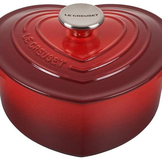 Le Creuset Cerise Enameled Cast Iron Heart Cocotte, 2 qt