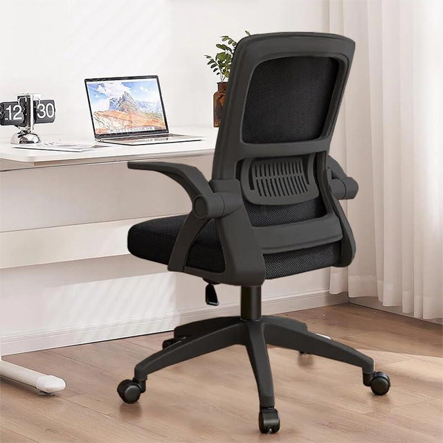 XUEGW Office Chair, Ergonomic Desk Chair Breathable Mesh Chair Swivel Chair with Flip-Up Arms and Lumbar Support Computer Chair for Home Office