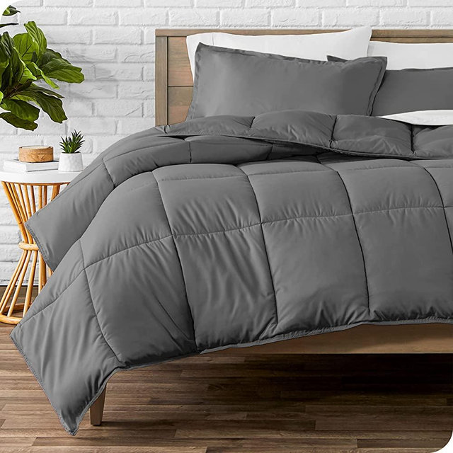 Bare Home Comforter Set - Twin/Twin Extra Long Size - Ultra-Soft - Goose Down Alternative - Premium 1800 Series - All Season Warmth (Twin/Twin XL, Grey)
