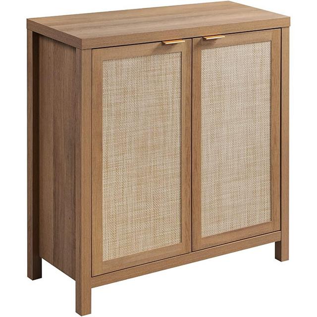SICOTAS Sideboard Buffets Storage Rattan Cabinet - Boho Kitchen Coffee Bar Cabinet with Rattan Decorated Door - Farmhouse Accent Liquor Cabinet - Cupboard Console Table for Dining Room Bar - Natural