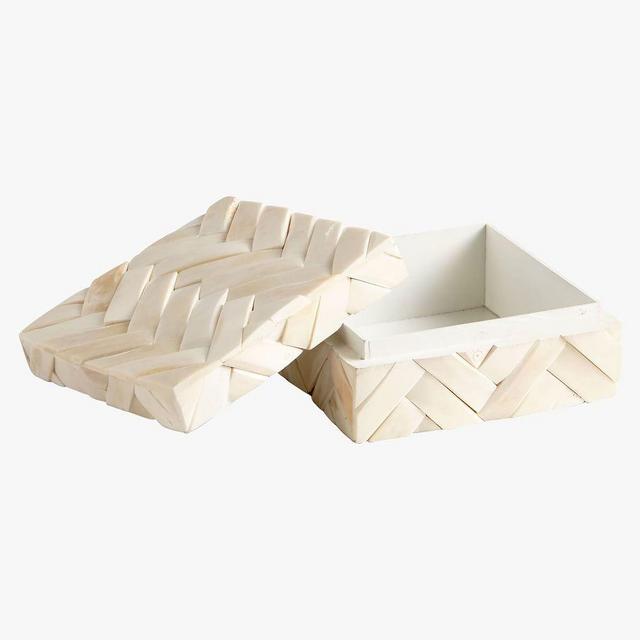 Rylie Bone Decorative Box, 6"L, White