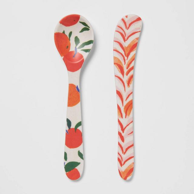 2pc Melamine and Bamboo Orange Spoon and Spreader Set - Opalhouse™