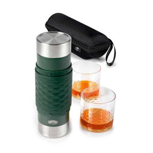 GSI Outdoors Insulated Cocktail Set - 17 fl. oz. Vacuum Flask, Cocktail Strainer, 2 Tumblers, Nesting Design & Travel Case - Barware for Camping, Hiking & Outdoor Adventures