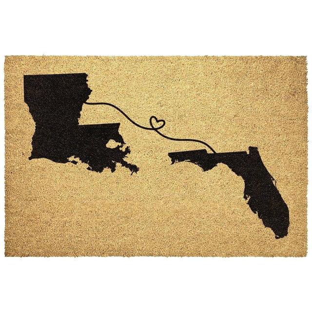 Florida Louisiana Doormat Louisiana Florida Outdoor Rug Door Coir Mat Fl La Two State Maps La Fl Long Distance Moving Gift Outdoor Mat Coir