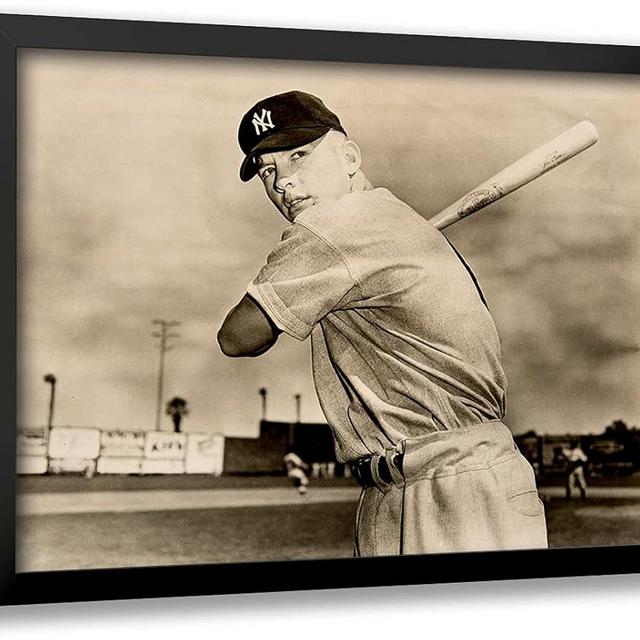 ArtDirect Mickey Mantle Yankees Rookie Black and White 16x13 Framed Art Print