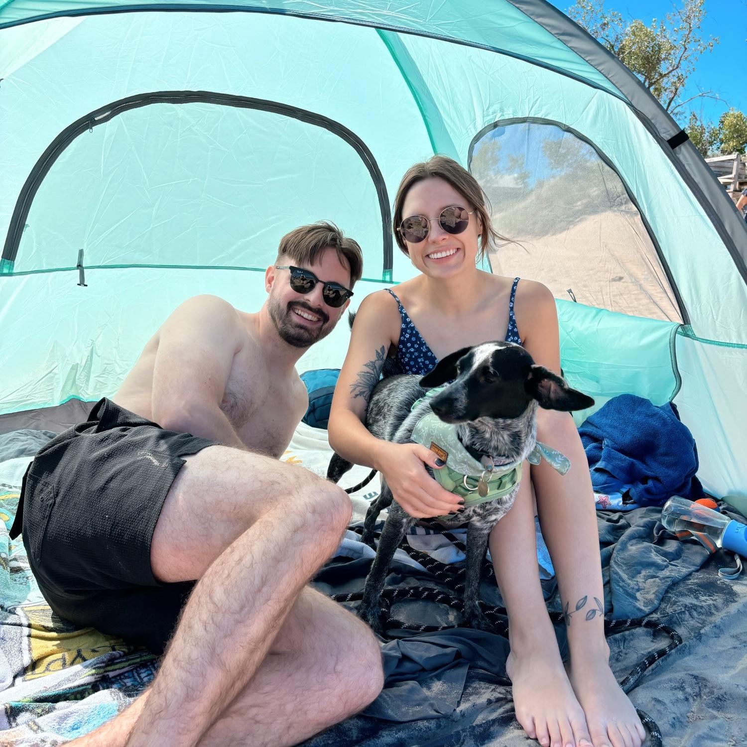 Maple's first time at the beach