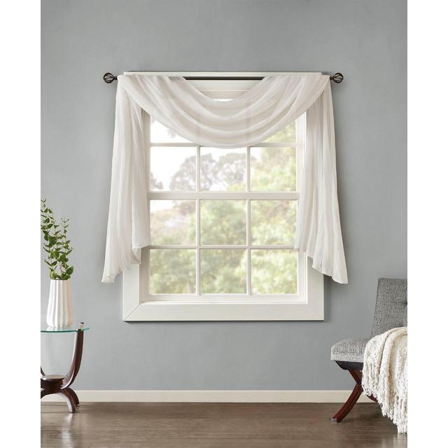 Madison Park Harper 42" x 144" Solid Crushed Sheer Scarf Valance