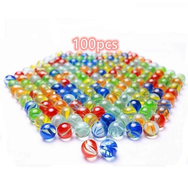 Mafuken 100 pcs Color Mixing Glass Marbles 16mm/0.63inch Kids Marble Games DIY and Home Decoration (Materials)