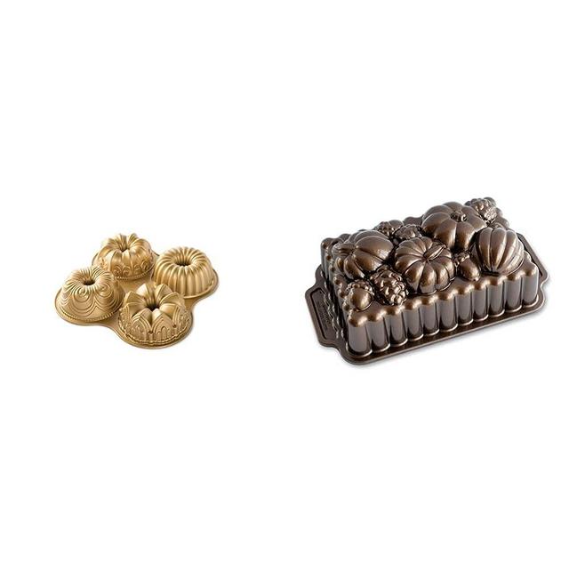 Nordic Ware 91377 Nordicware 9 Cup Bundt Quartet Pan, Gold & Loaf Pan