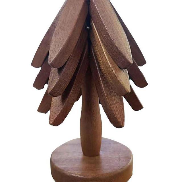 Wooden Trivets for Hot Dishes, Black Walnut Magnetic Trivet, Walnut Tree Table Mat Set, Set of 3 Natural Foldable Wooden Tree Trivet, for Hot Dishes/Pot/Bowl/Teapot/Hot Pot Holders