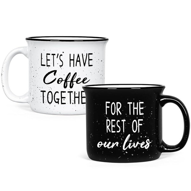 YHRJWN Couples Gifts, Let's Have Coffee Together For The Rest Of Our Lives Mug, Engagement Gifts for Couples, Anniversary Presents for Him, Wedding Gifts, Couples Gifts, His And Hers Gifts, 15Oz
