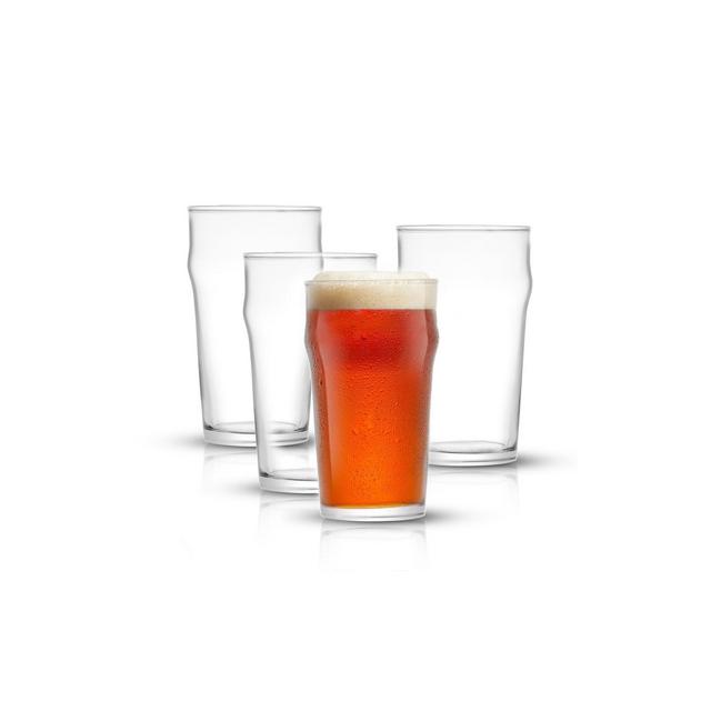 JoyJolt Grant Beer Glasses - Set of 4 - Traditional Pub Glass 1.2 Pint Capacity Beer Glass - 19 oz