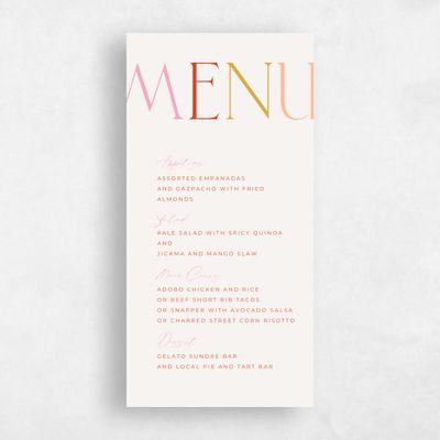 Light Oatmeal, Beige Wedding Menu - Josephine