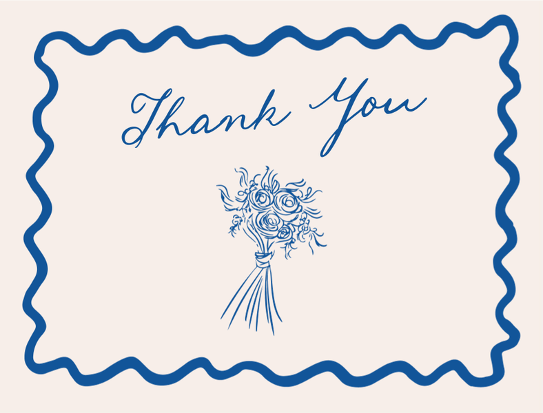Cerise Landscape | Cobalt | Zola Thank You Cards