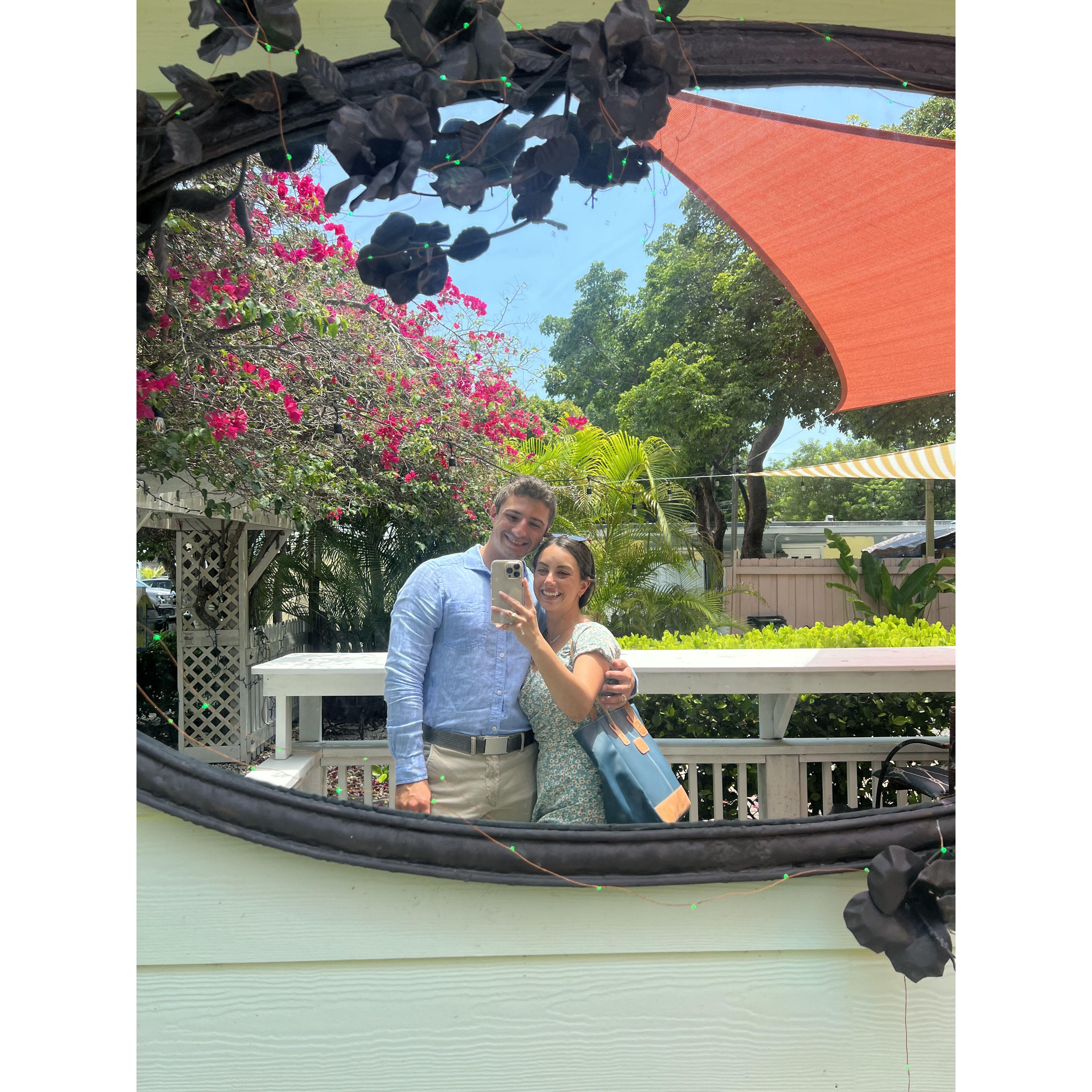 Found a cool mirror right before Aidan got down on one knee!