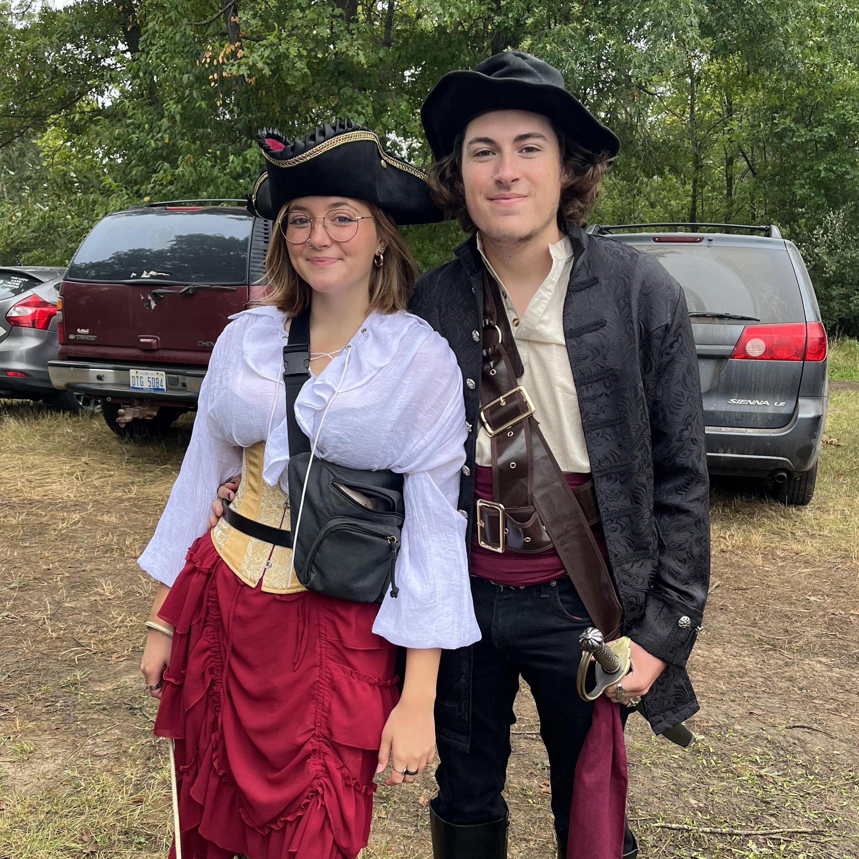 Renaissance festival 2022! Alex and Caitlyn's outfits here can serve as inspiration for attire; do not wear a costume but feel free to add layers, ruching, or belts.