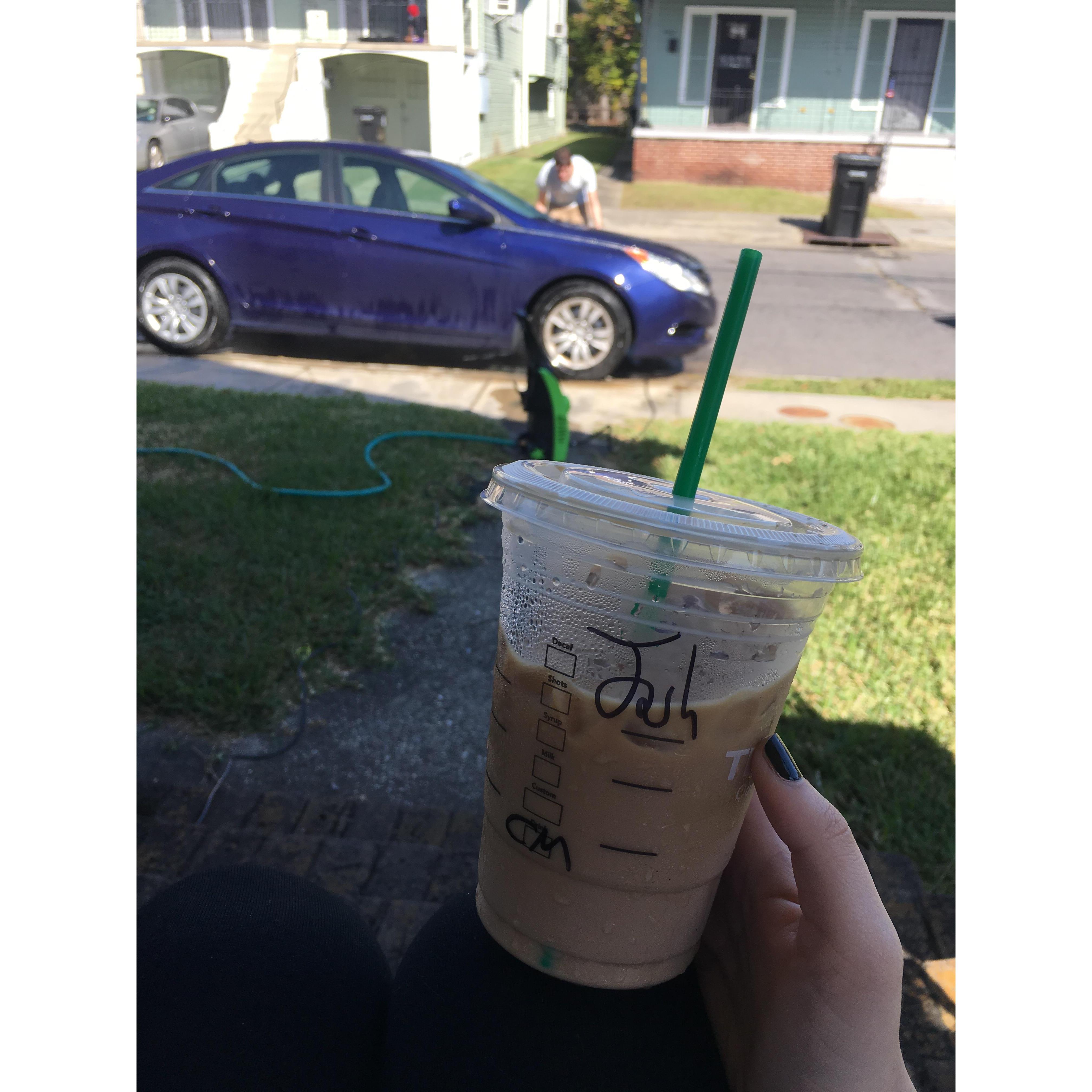 A Sunday car washing session. (See “things to do” for Starbucks details)