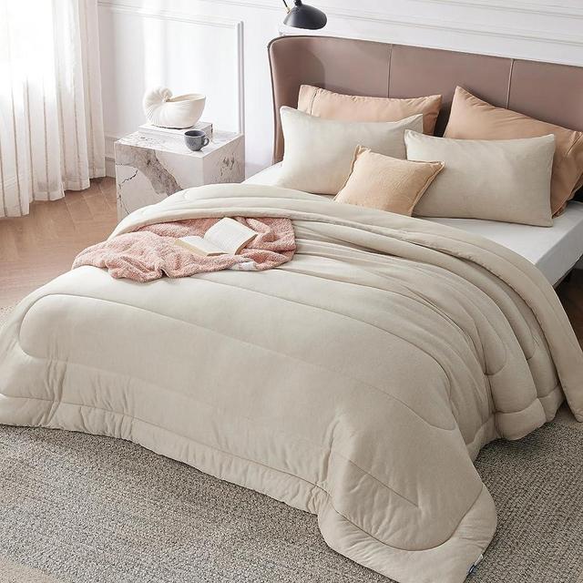 Bedsure King Comforter Set - Cooling and Warm Bed Set, Linen Reversible All Season Cooling Comforter, 3 Pieces, 1 King Size Comforter (102"x90") and 2 Pillow Cases (20"x36")