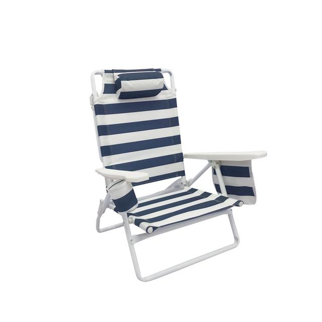Destination Summer Deluxe Beach Chair in Navy/White
