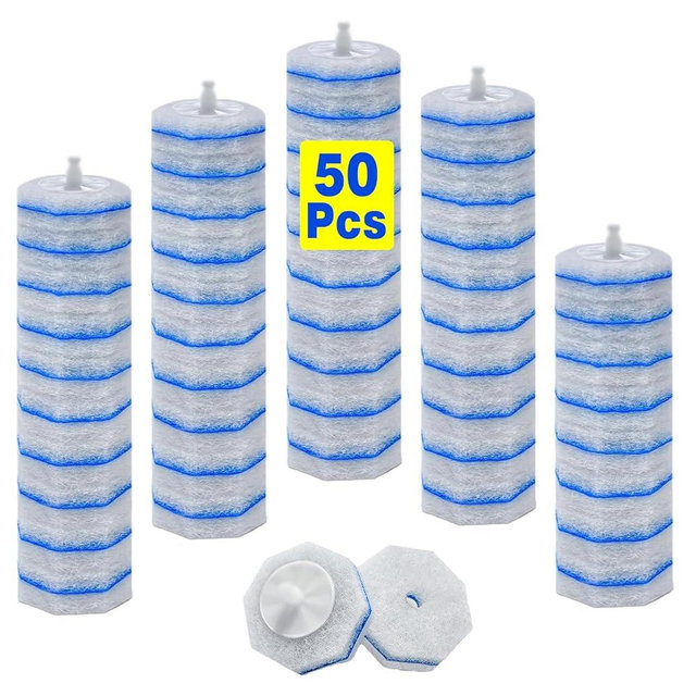 2X Cleaning Power Upgrade Formula Toilet Wand Refills, Fits for Clorox Wand,50 Count Disposable Toilet Bowl Wand Refills - No Falling Apart, Fits Most Brand Toilet Brushes for Bathroom Cleaning
