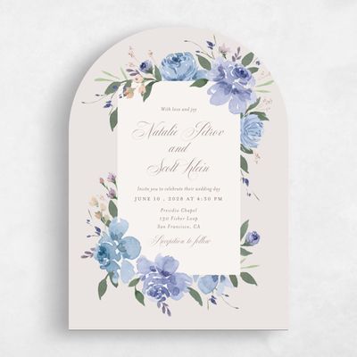 Blue Arch Wedding Invitation - Reagan Portrait