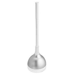 mDesign Rustproof Aluminum Toilet Plunger with Cover for Bathroom Storage - Silver/White