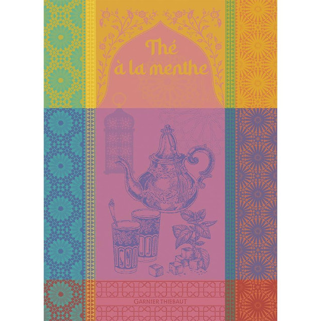Garnier Thiebaut The Menthe Rose (Pink Mint Tea) French Kitchen Towel 22"x30", Cotton, Jacquard
