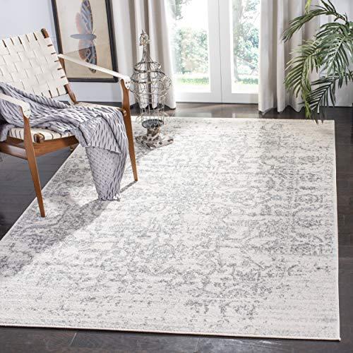 Safavieh Madison Collection MAD603G Vintage Medallion Distressed Area Rug, 6' 7" x 9' 2", Silver/Ivory